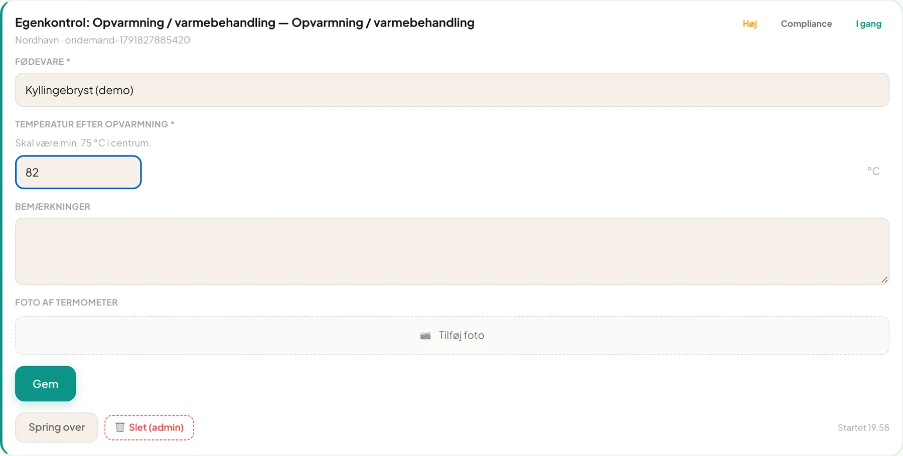 Formular til opvarmning