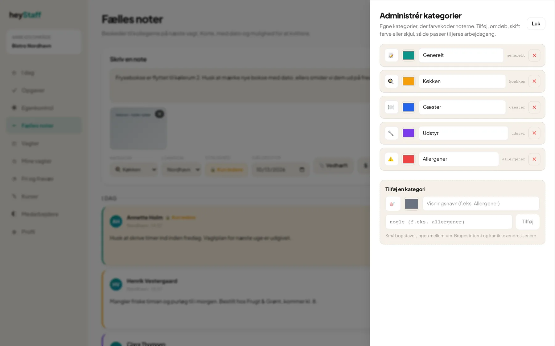 Administrér kategorier
