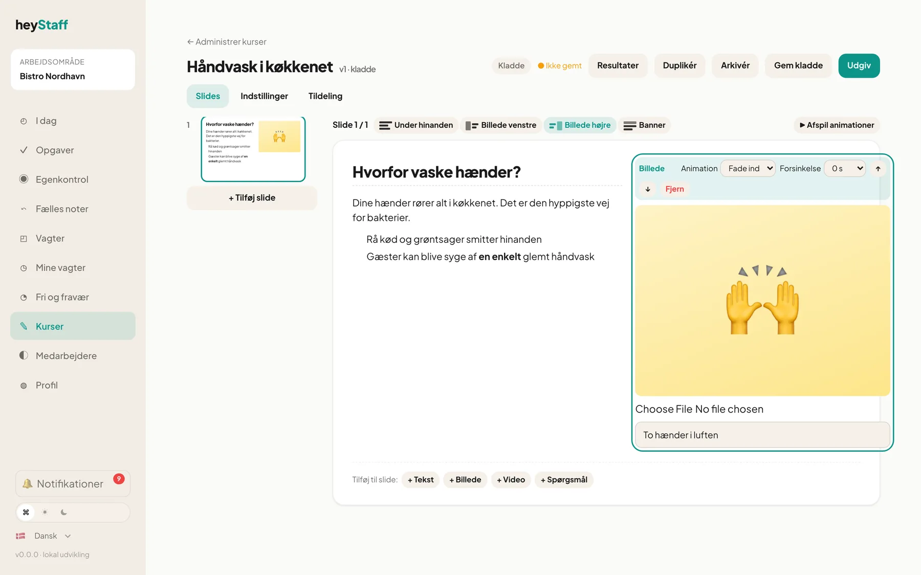 Animation og forsinkelse på et billede