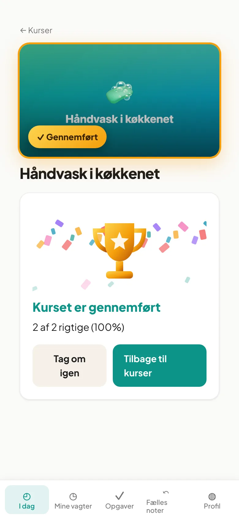 Passed course on mobile