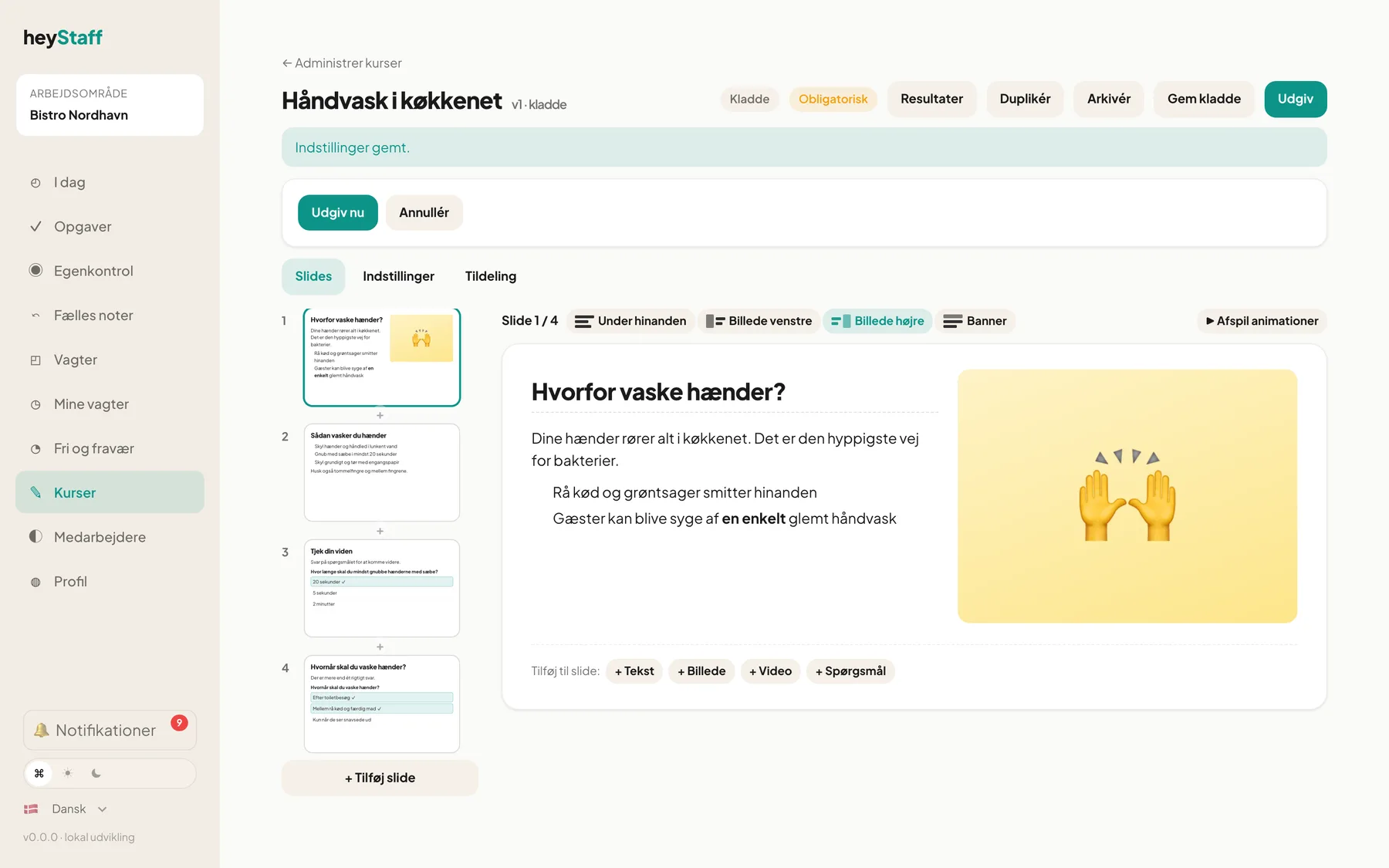 Udgiv-boksen med Udgiv nu og Annullér