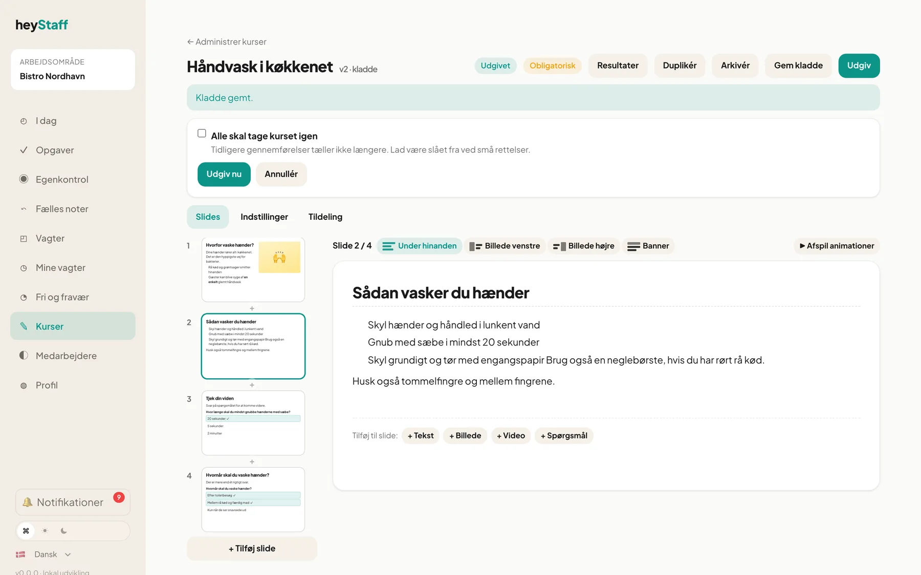 Udgiv-boks med Alle skal tage kurset igen