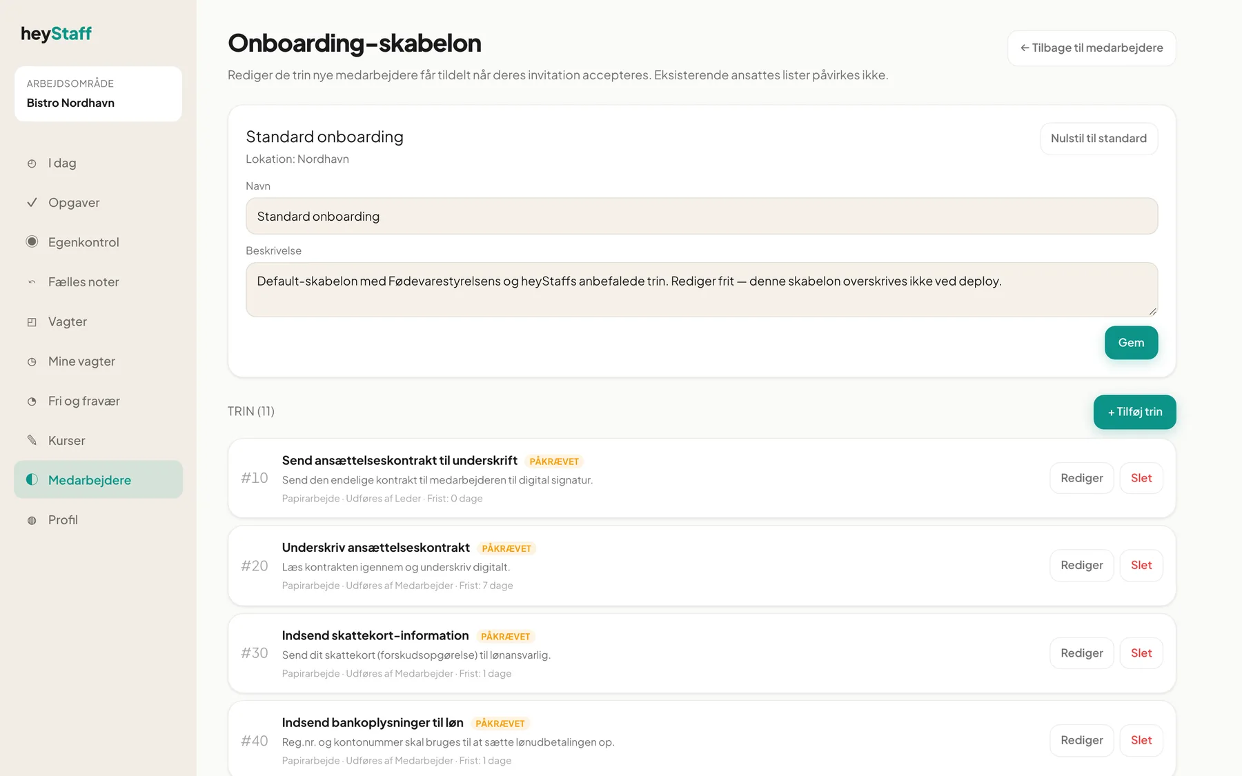 Onboarding-skabelonen Standard onboarding på Nordhavn