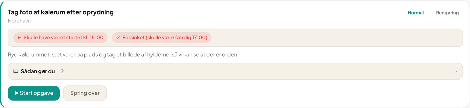 Sådan gør du på opgavekortet